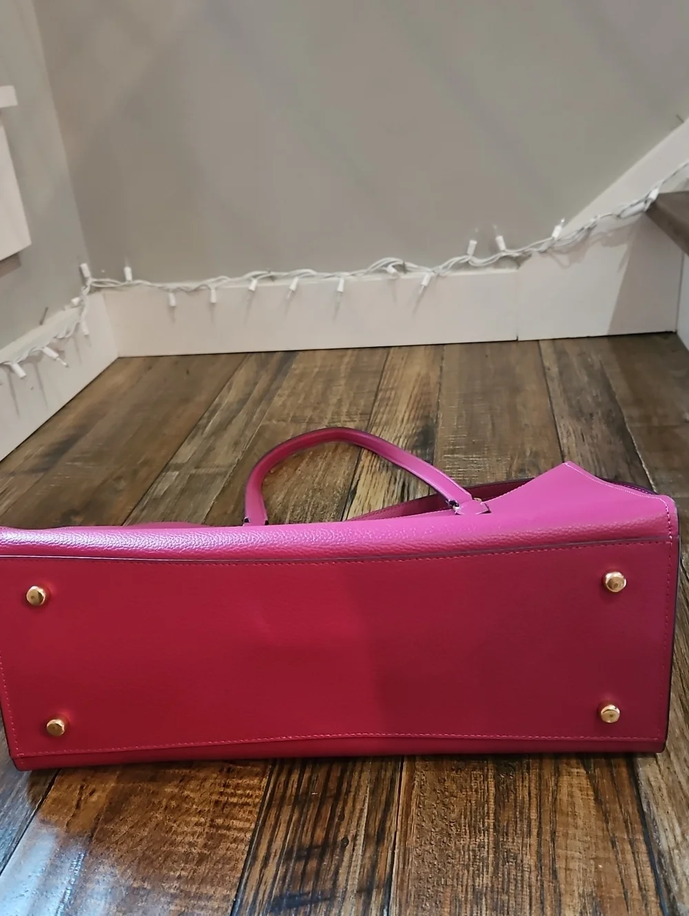 Coach Magenta Leather Tote with Gold-Tone Hardware